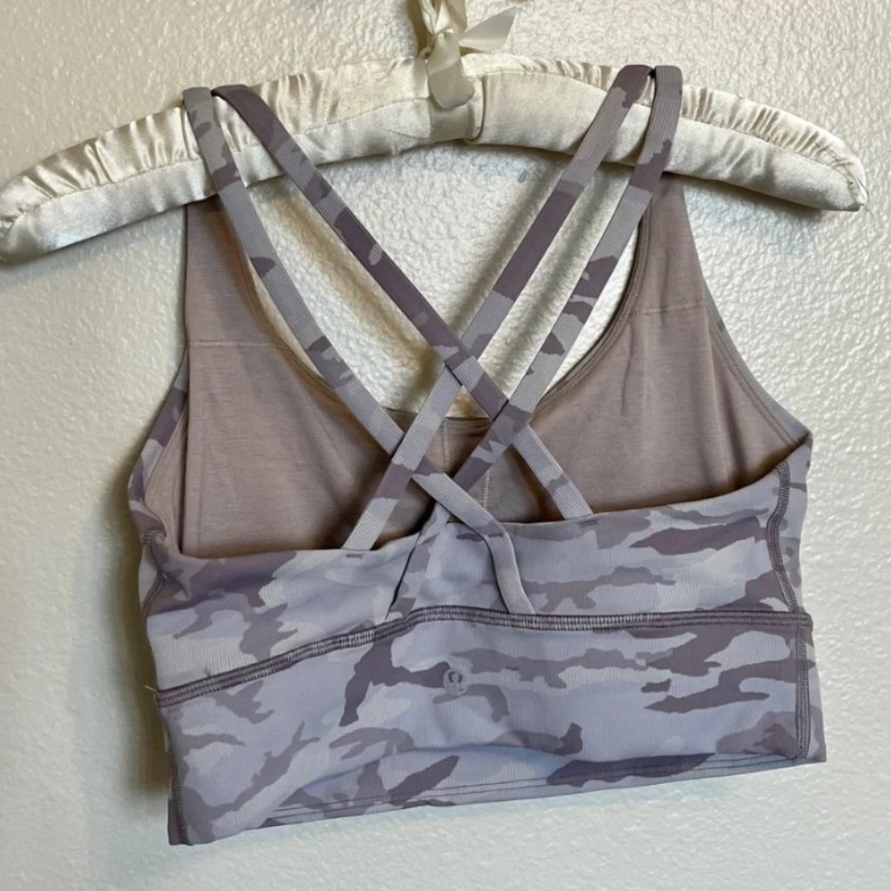 Lululemon Energy Bra Long Line Ribbed Size 8 Camo - Picture 4 of 4